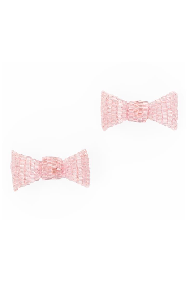 Beaded Bow Stud Earrings, Main, color, BABY PINK