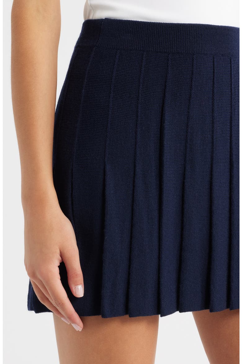Mina Regenerative Merino Wool Pleated Skirt, Alternate, color, NAVY