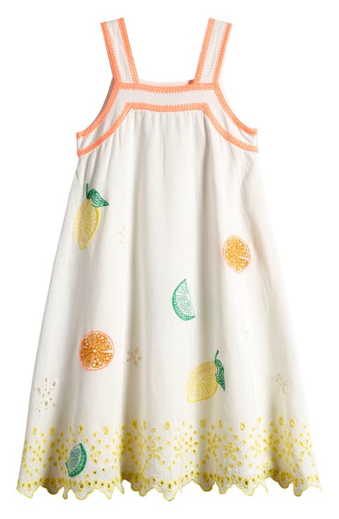 Kids' Arabella Eyelet Embroidered Cotton & Linen Dress (Little Kid & Big Kid)