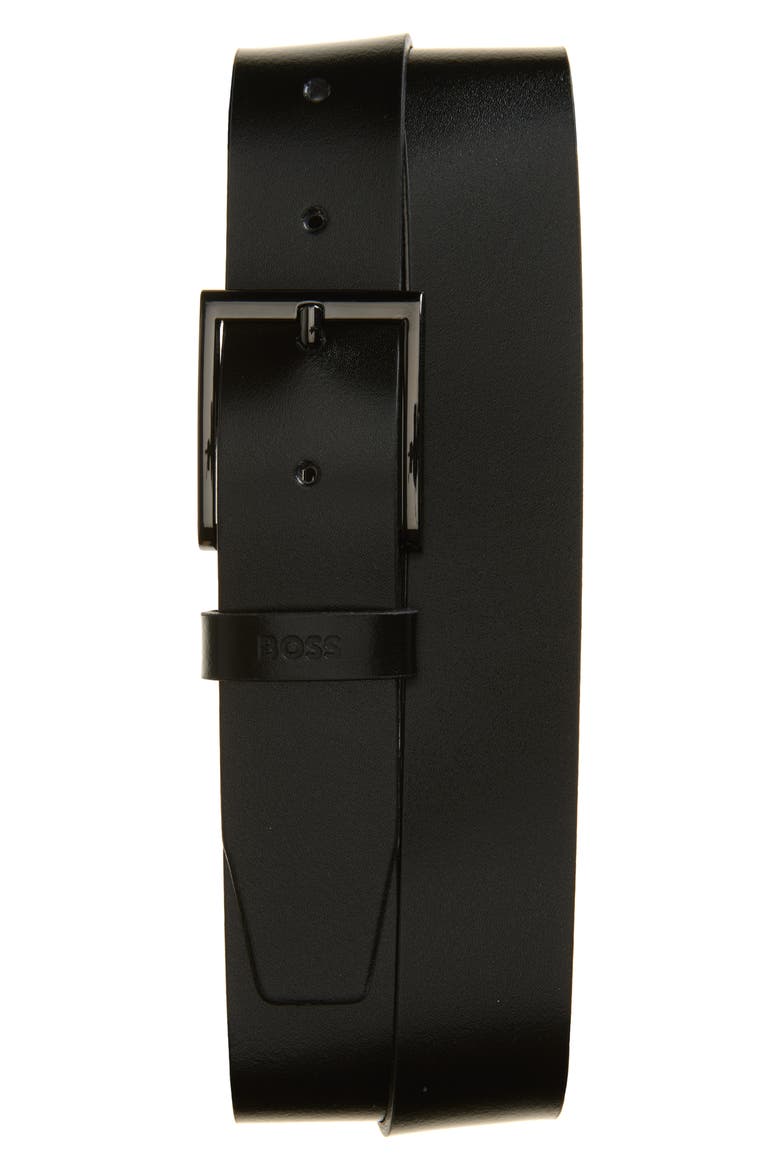 Umi Leather Belt, Main, color, BLACK