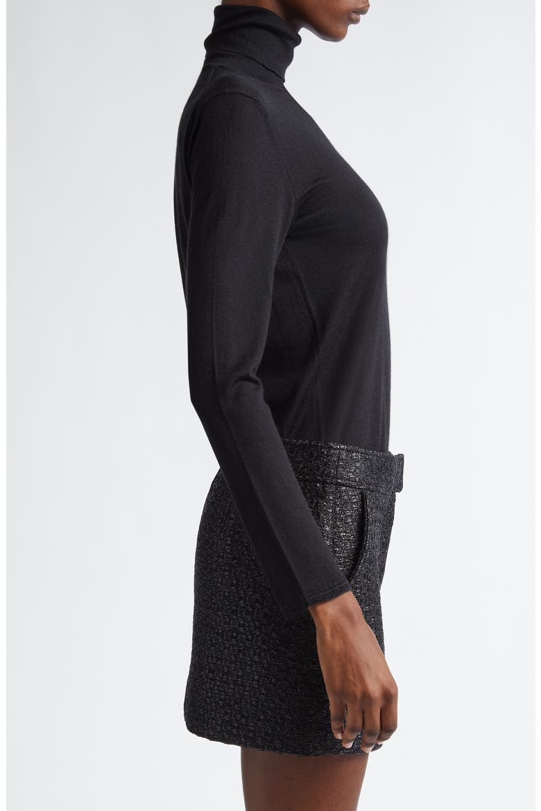Fine Gauge Cashmere & Silk Turtleneck Sweater, Alternate, color, LB999 BLACK