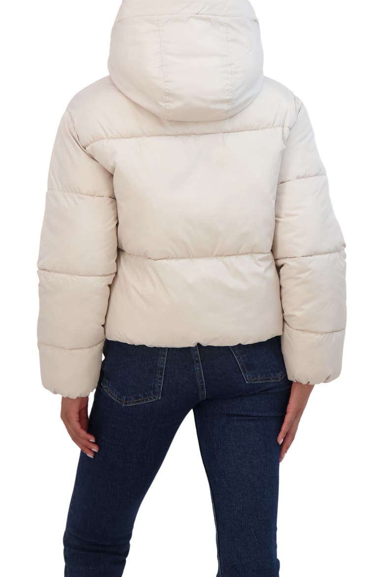 Short Hooded Puffer Jacket, Alternate, color, BEIGE