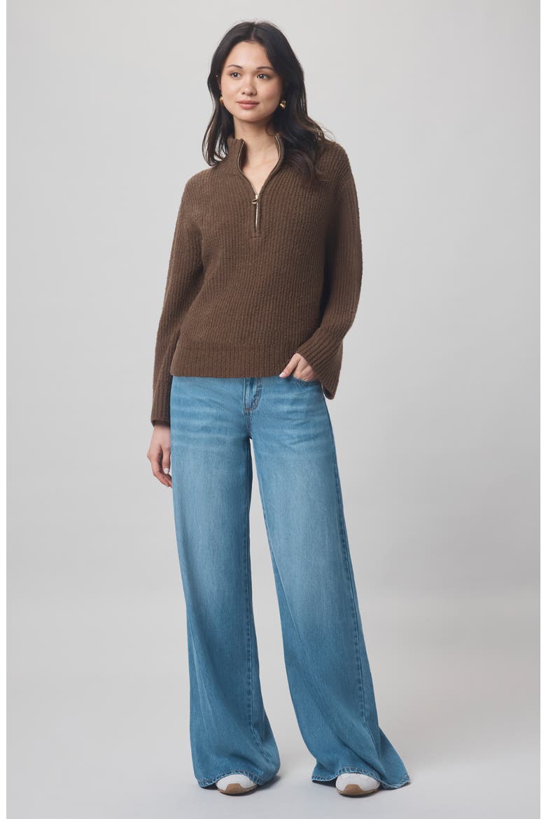 x @cellajaneblog Quarter Zip Sweater, Alternate, color, TRUFFLE