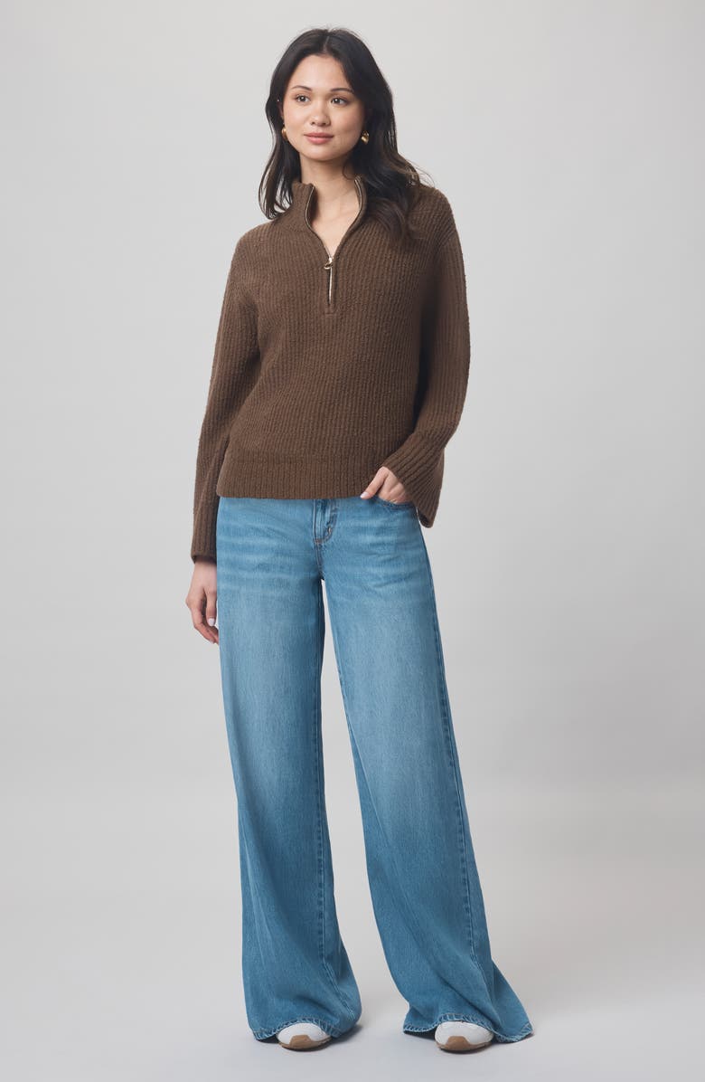 Splendid x @cellajaneblog Quarter Zip Sweater, Alternate, color, Truffle