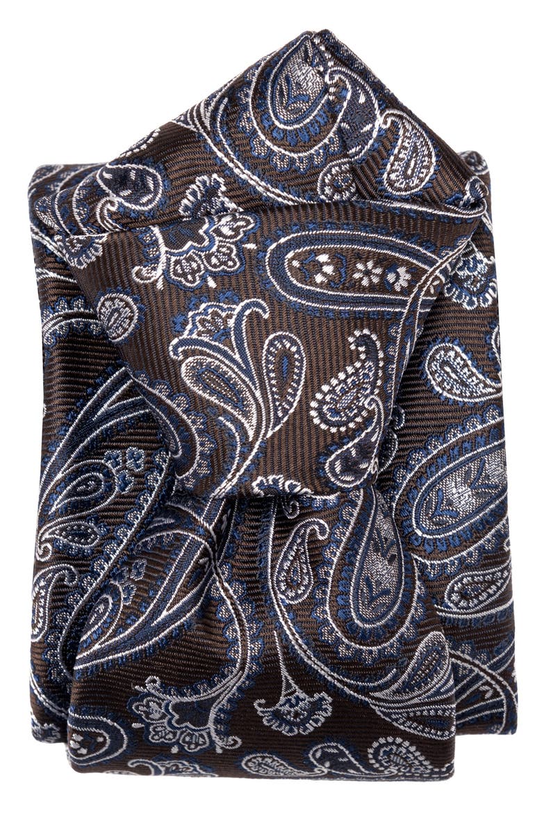 Palermo - Extra Long Silk Jacquard Tie for Men, Alternate, color, Brown