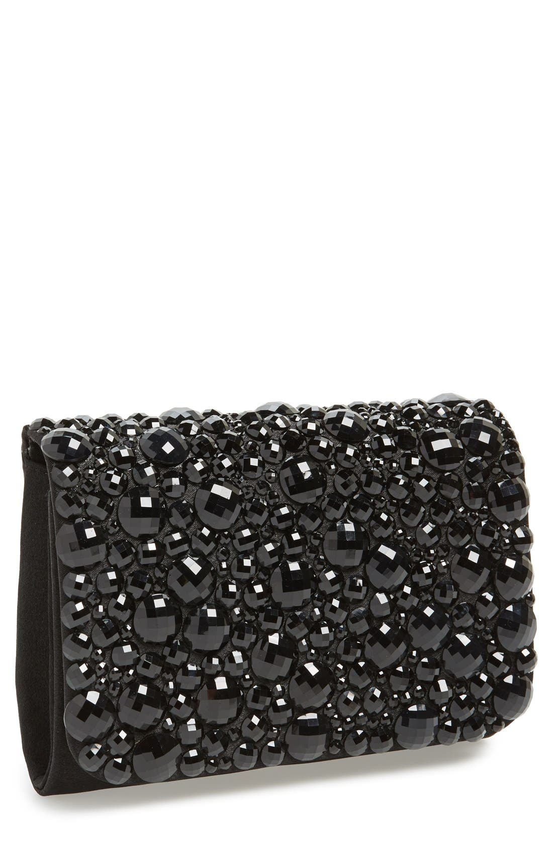 Beaded Flap Clutch, Main, color, BLACK