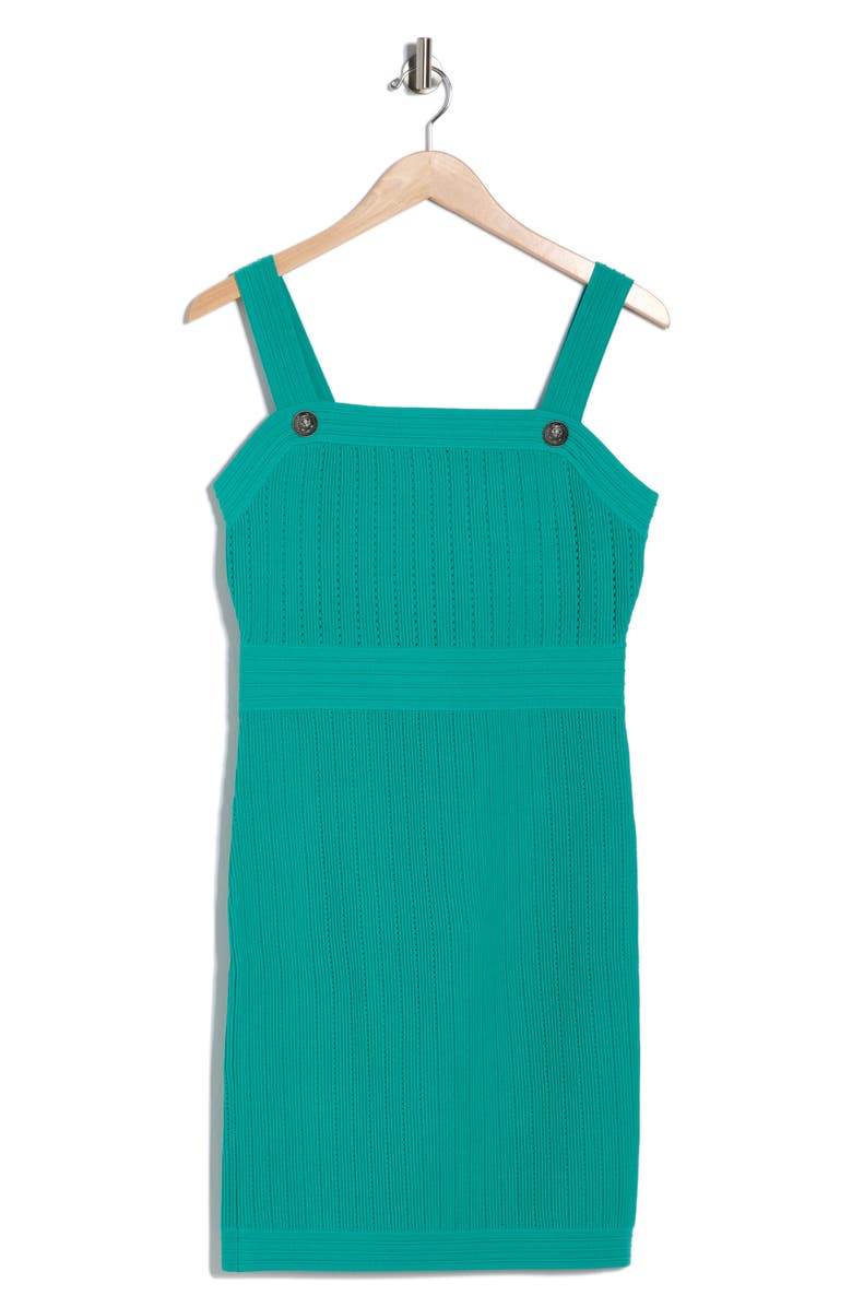 L'AGENCE Rehannin Pointelle Knit Minidress, Alternate, color, Lagoon/ Ant Nickel