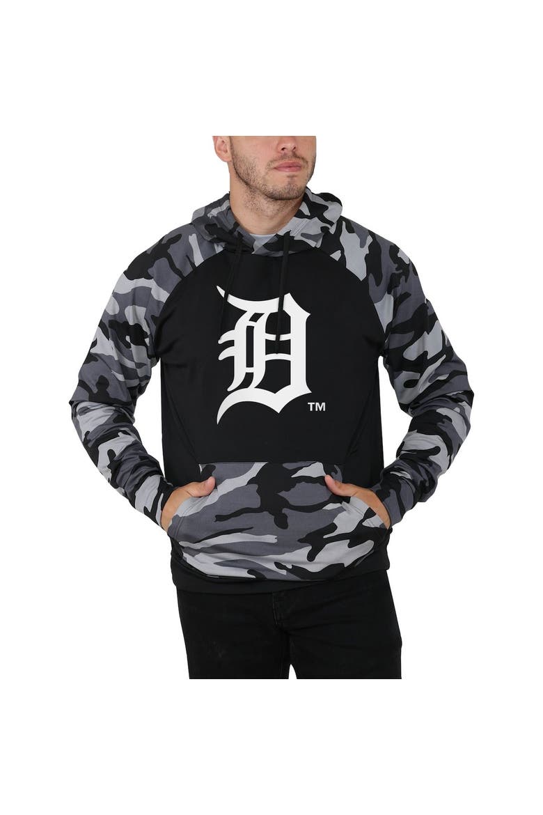 Men's FOCO Black Detroit Tigers Camo Raglan Pullover Hoodie, Alternate, color, Black