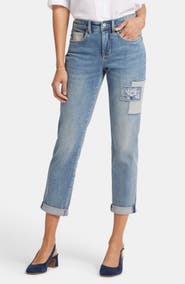 NYDJ Margot Embroidered Patch Girlfriend Jeans