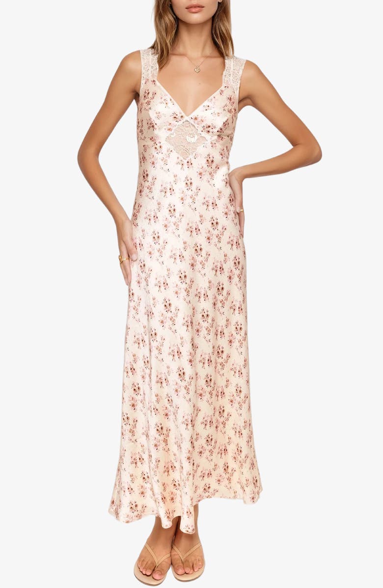 CAMI NYC Rika Floral Hammered Silk Dress, Main, color, 