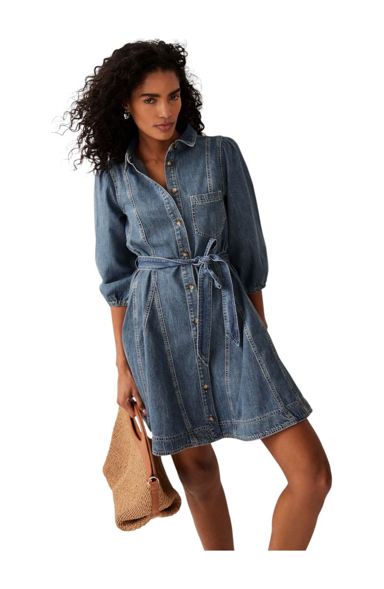 MINT VELVET Denim Mini Shirt Dress, Alternate, color, Blue