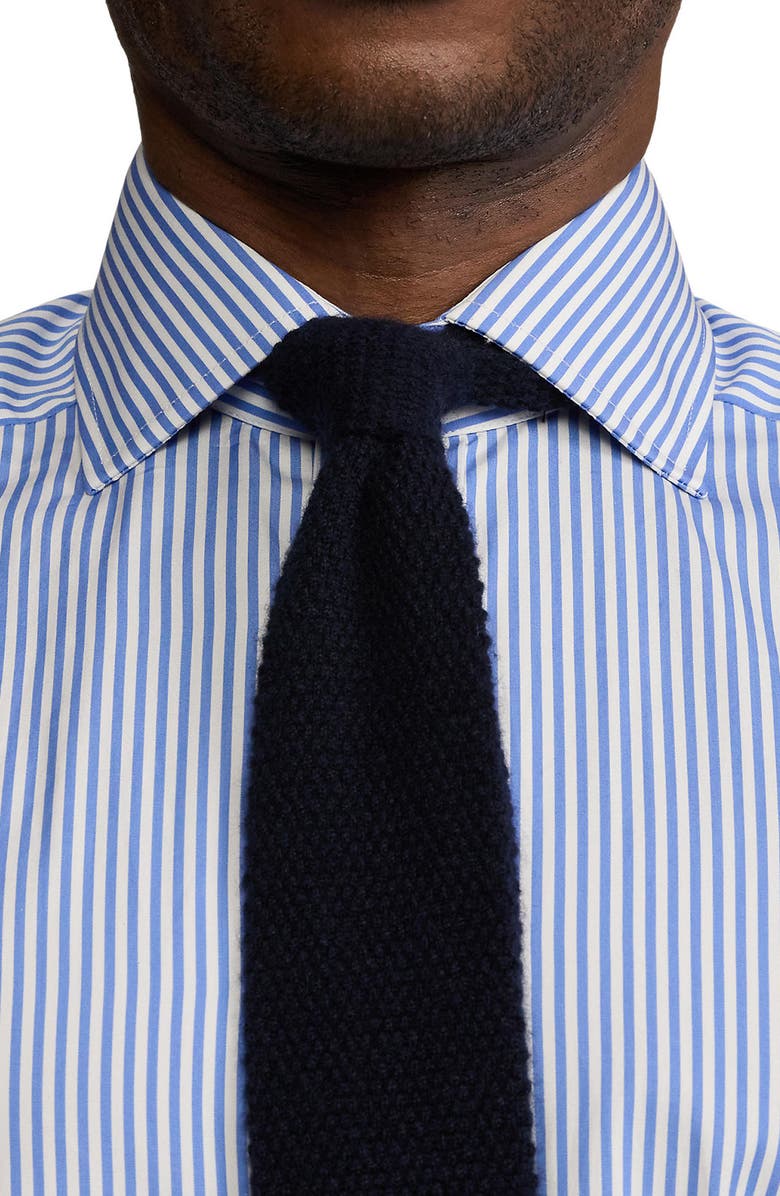 Ralph Lauren Purple Label Basic Bengal Stripe Cotton Poplin Button-Up Shirt, Alternate, color, Medium Blue And White