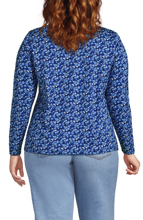 Lands' End Relaxed Supima Cotton Long Sleeve Crew Neck T-shirt In Blue