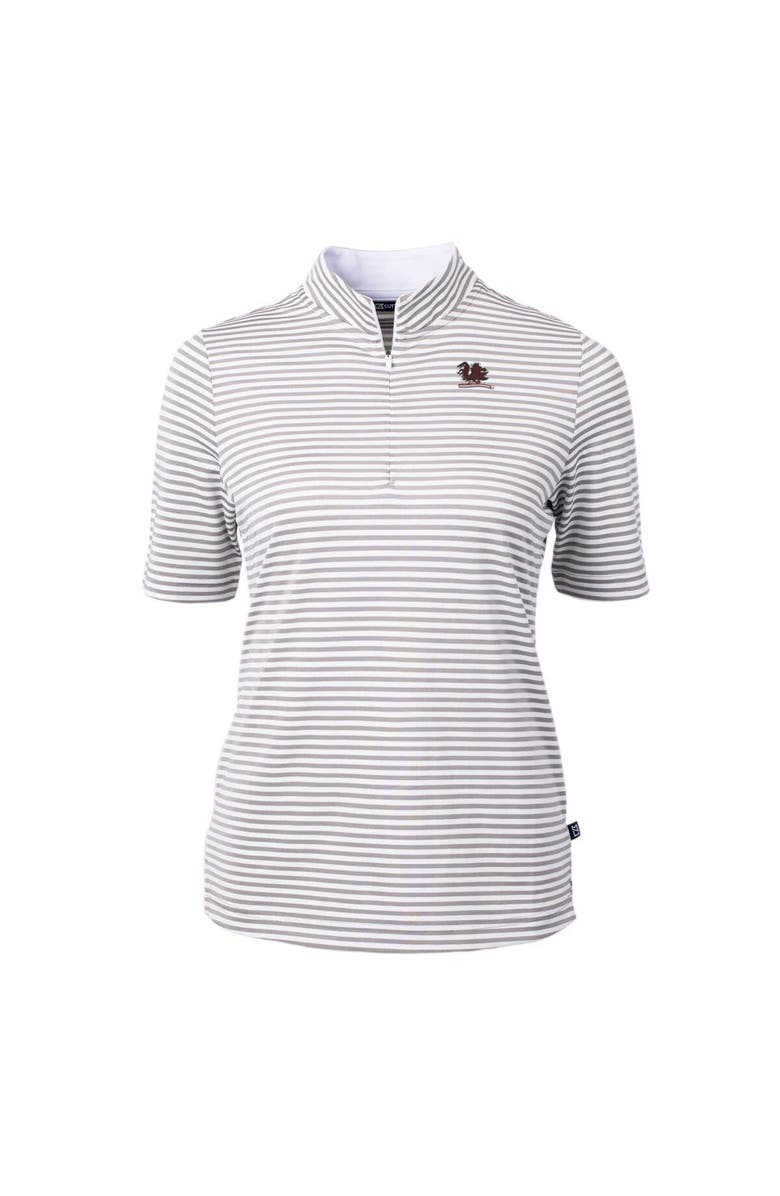 Cutter & Buck Women's Cutter & Buck  Gray South Carolina Gamecocks Vault DryTec Virtue Eco Pique Stripe Recycled Top, Alternate, color, 