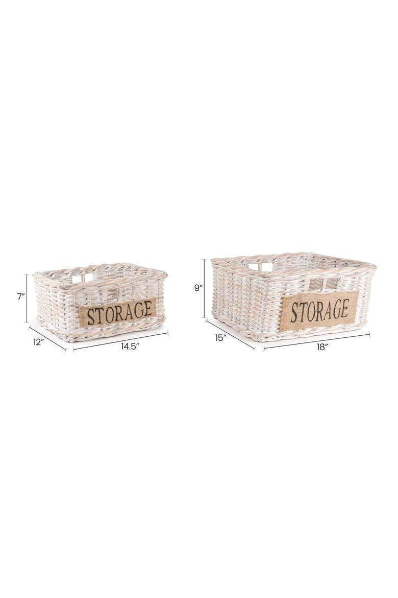 Reed Southwestern Hand-Woven Rattan Nesting Baskets with Handles, Alternate, color, White Wash/Kubu Gray