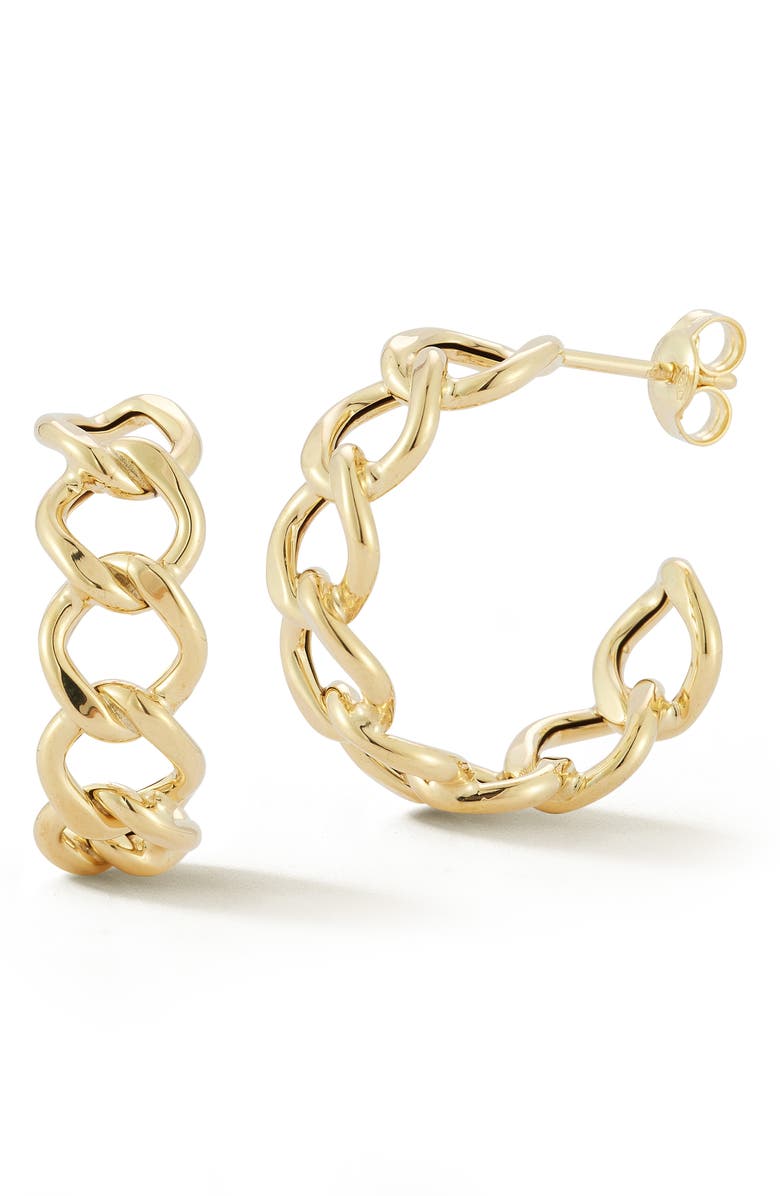 Ember Fine Jewelry Chain Huggie Hoop Earrings, Main, color, Gold
