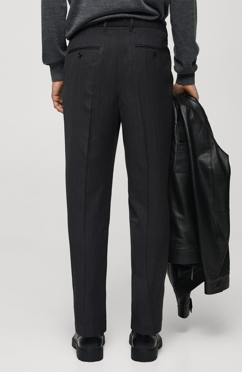 MANGO Regular Fit Pleated Pants, Alternate, color, Dark Heather Grey