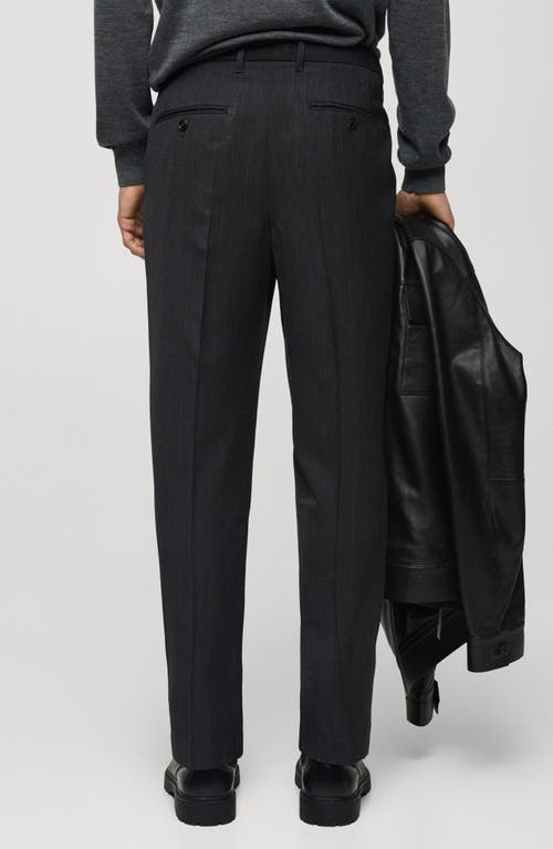 Mango Regular Fit Pleated Pants In Dark Heather Grey