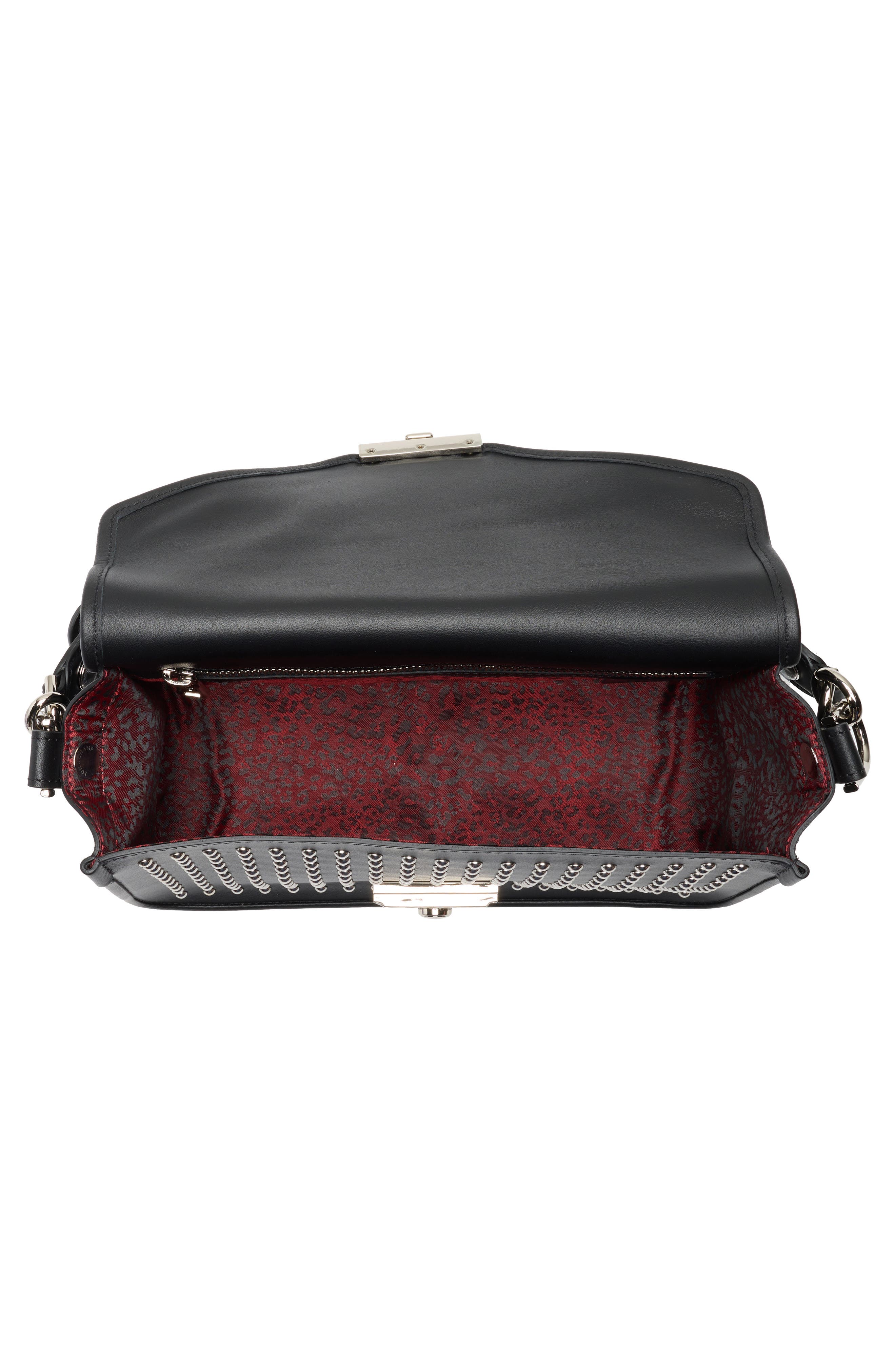 Longchamp Mademoiselle Studded Crossbody Bag, Alternate, color, Black