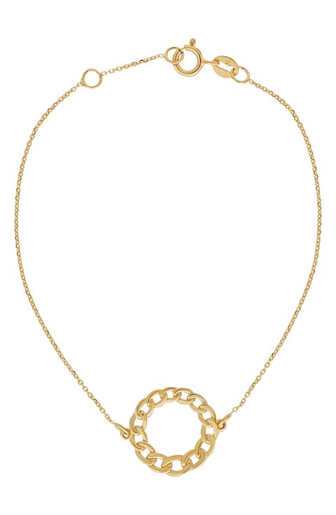 14K Gold Linked Circle Bracelet