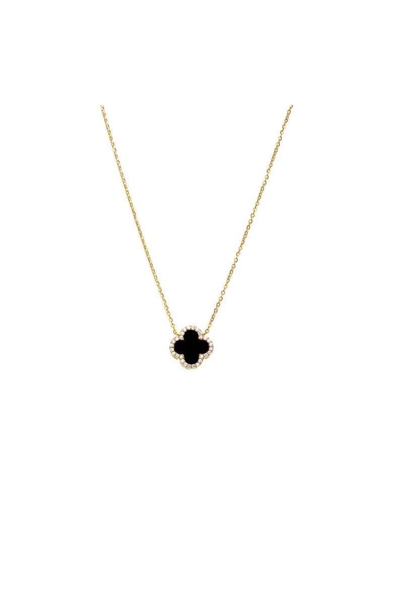 BY ADINA EDEN Pave Colored Stone Clover Necklace, Main, color,