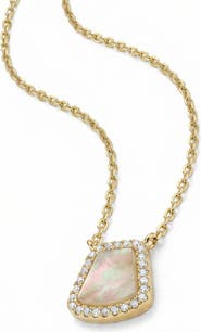 Argento Vivo Sterling Silver Pavé Crystal Mother-of-Pearl Pendant Necklace
