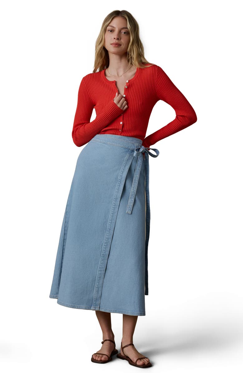 Faherty Solstice Denim Wrap Maxi Skirt, Alternate, color, Bay Drift Wash