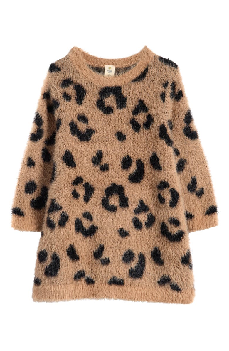 Tucker + Tate Print Long Sleeve Fleece Sweater Dress, Main, color,