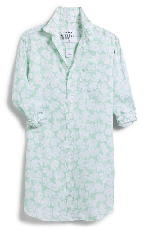 Mary Floral Long Sleeve Linen Shirtdress