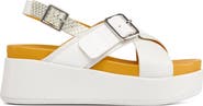 JSlides Footwear Bin Leather Cross Strap Platform Sandal