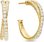 David Yurman Pavé Diamond Crossover Hoop Earrings