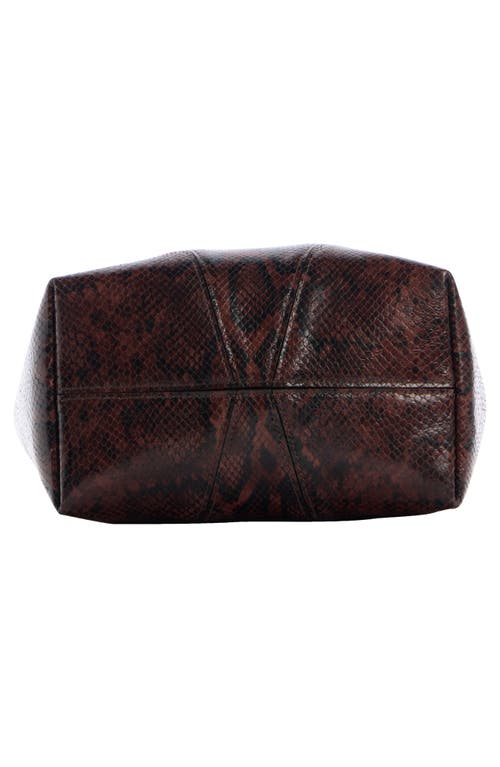 Chloé Spin Small Tote Bag In Python-effect Leather In Sooty Brown