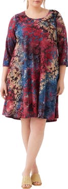 Karen Kane Maggie Floral Three-Quarter Sleeve Jersey Dress