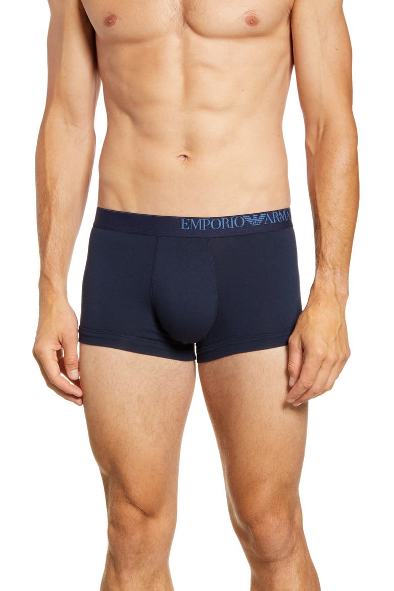 3-Pack Logo Stretch Cotton Trunks, Alternate, color, MARINE/ MARINE/ MARINE