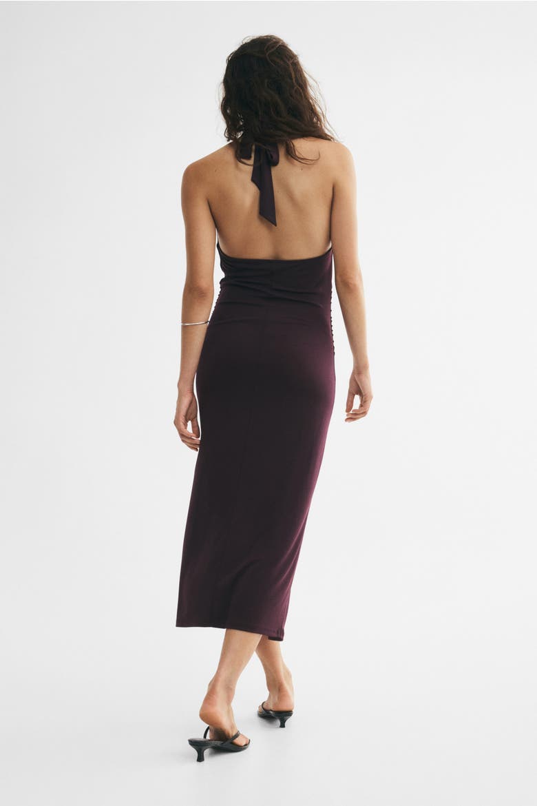 Cowl-neck Halterneck Dress, Alternate, color, Dark purple