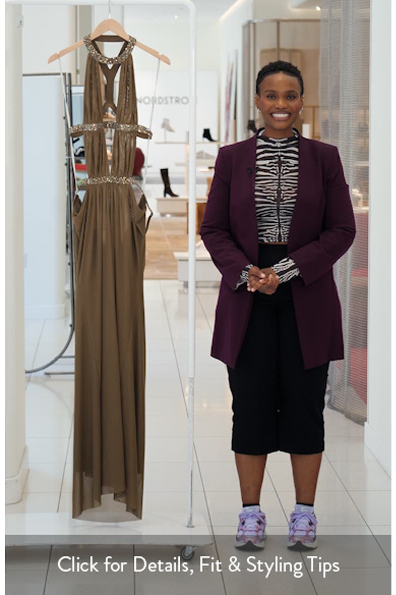 Bead Detail Plunge Neck Open Back Maxi Dress (Women) | Nordstrom