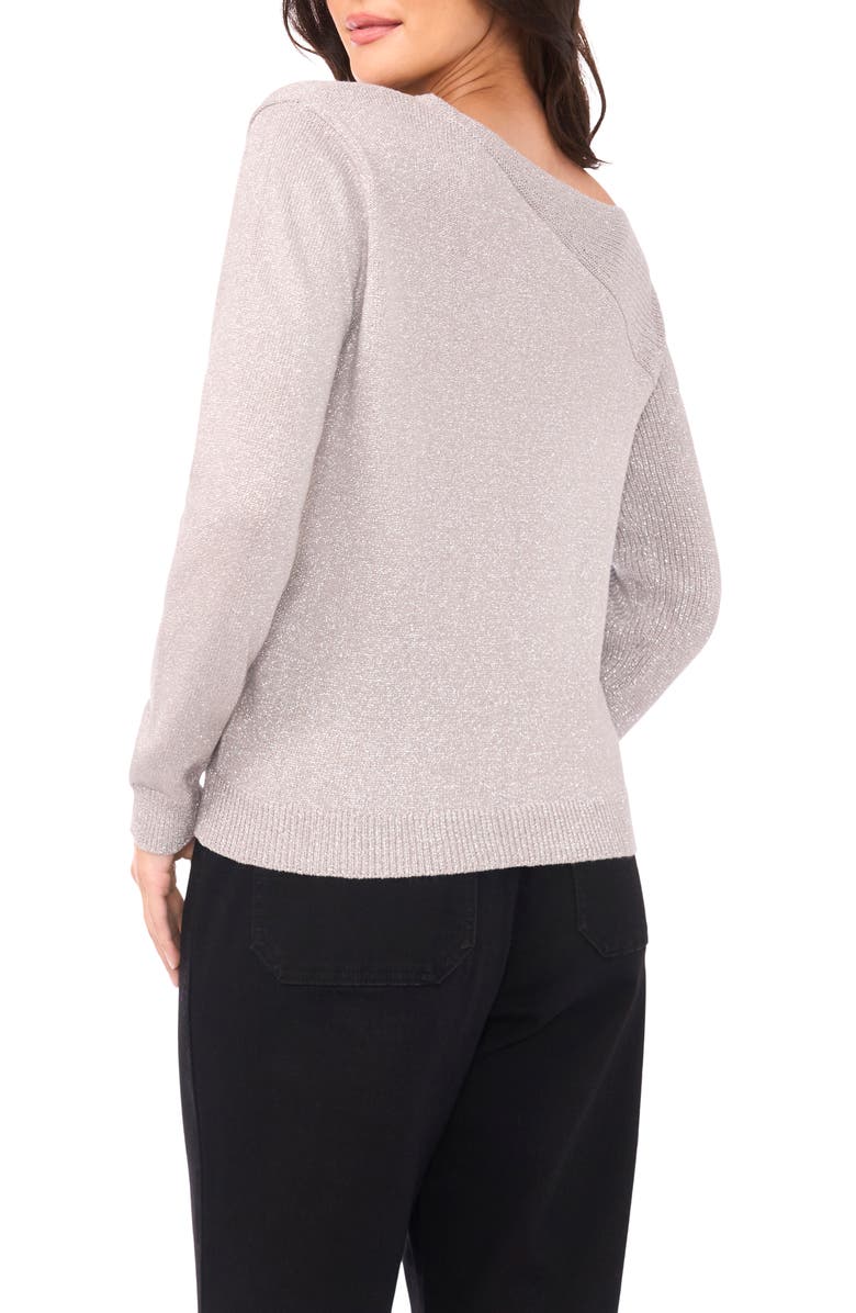 Vince Camuto Metallic Cutout Cotton Blend Sweater, Alternate, color,