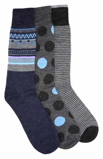 Lorenzo Uomo Dot & Houndstooth Crew Socks - Pack of 3
