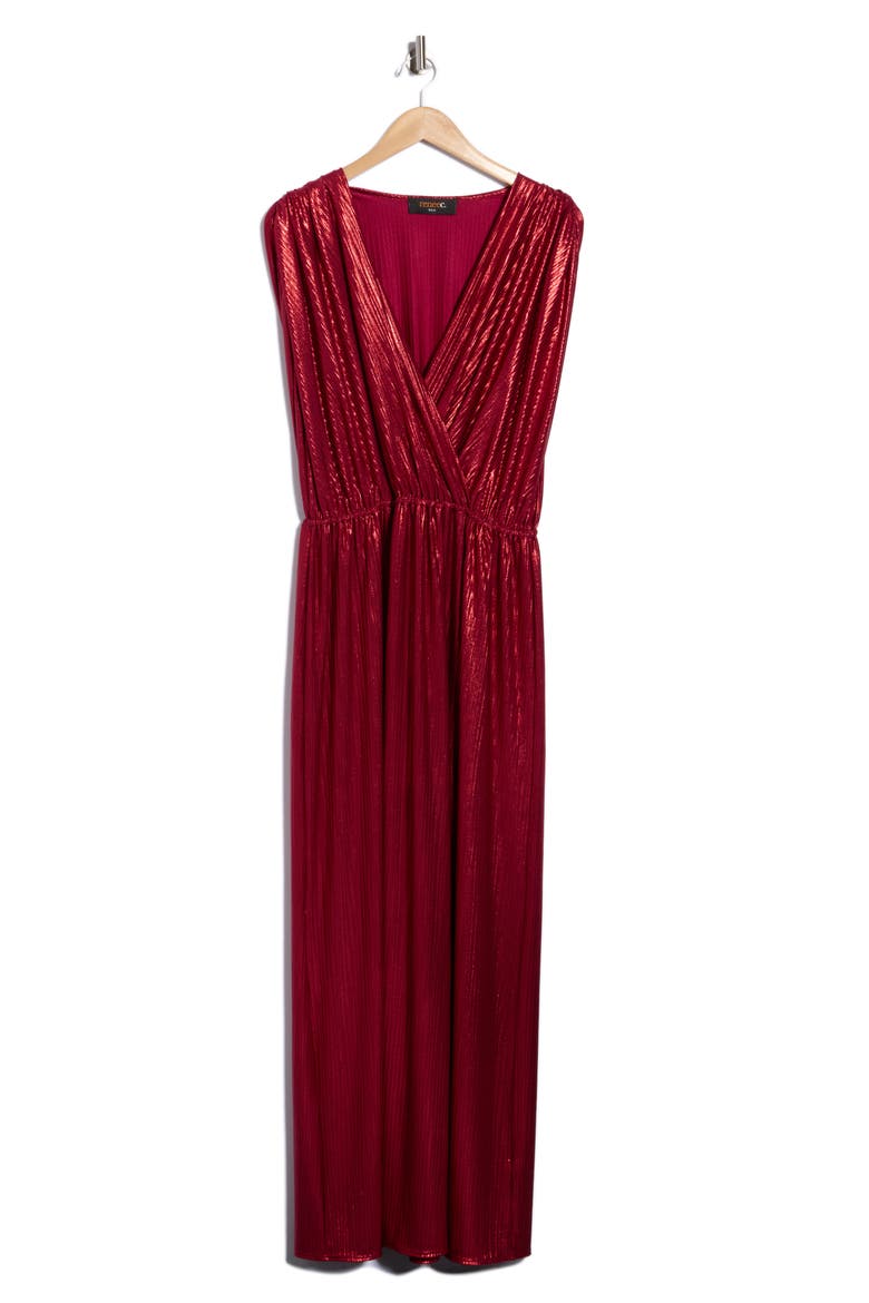 Metallic Sleeveless Maxi Dress, Alternate, color, BURGUNDY