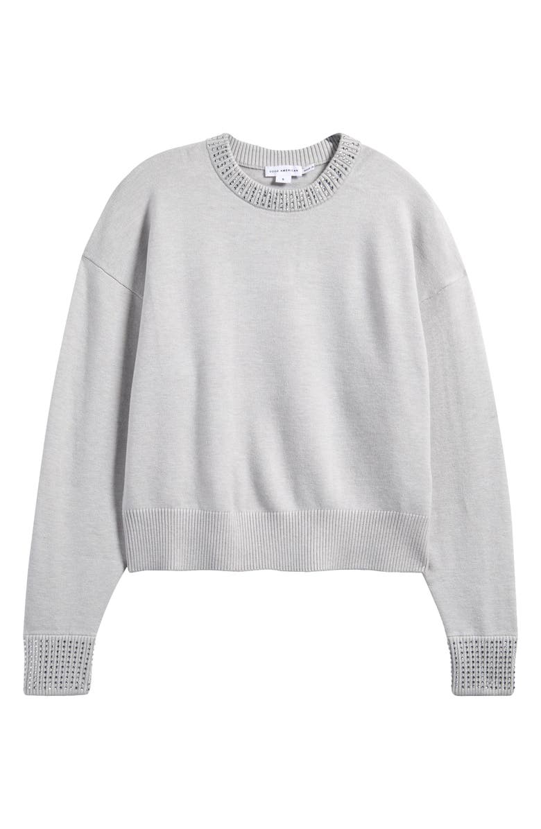 Good American Crystal Crewneck Sweater, Alternate, color, Heather Grey001