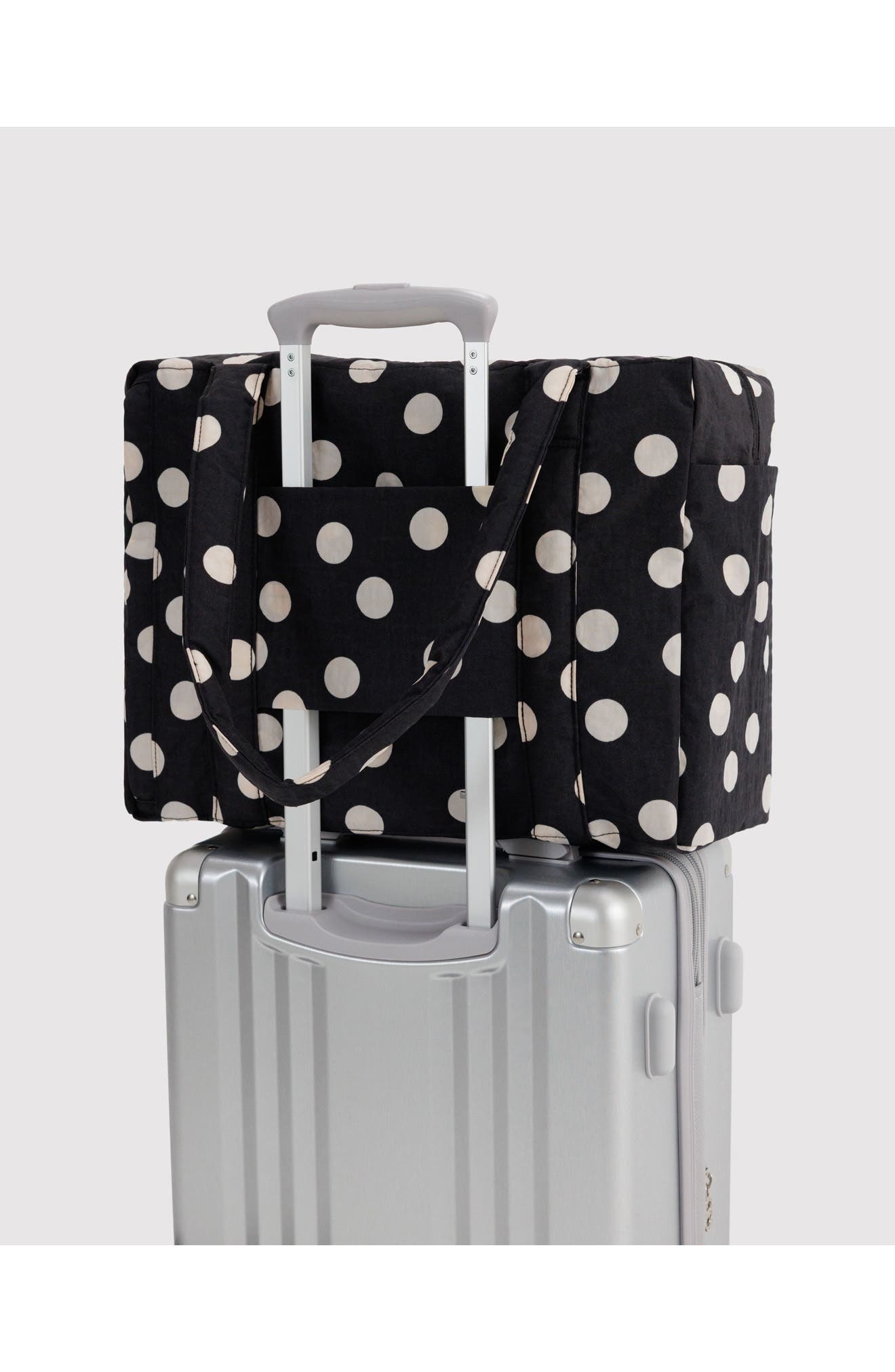 Small Cloud Carry-On, Alternate, color, BLACK AND CREAM POLKA DOT