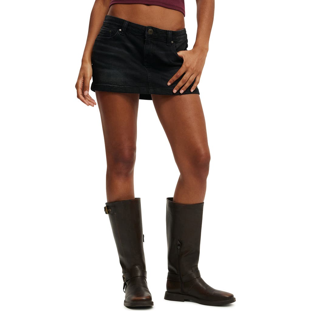 Cotton On Micro Low Denim Skirt In Black
