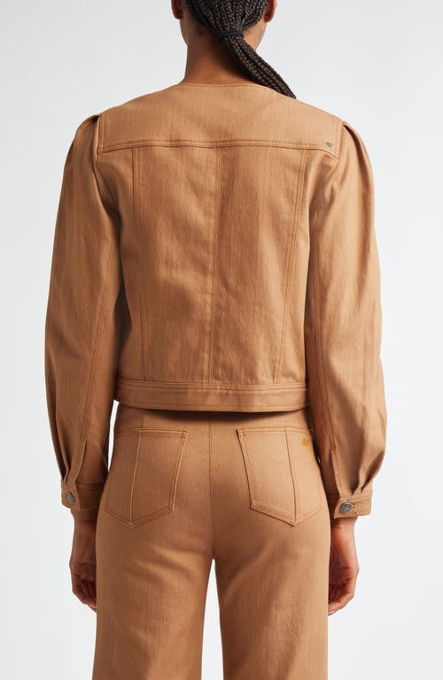 Cinq À Sept Dalia Cropped Denim Jacket In Cocoa