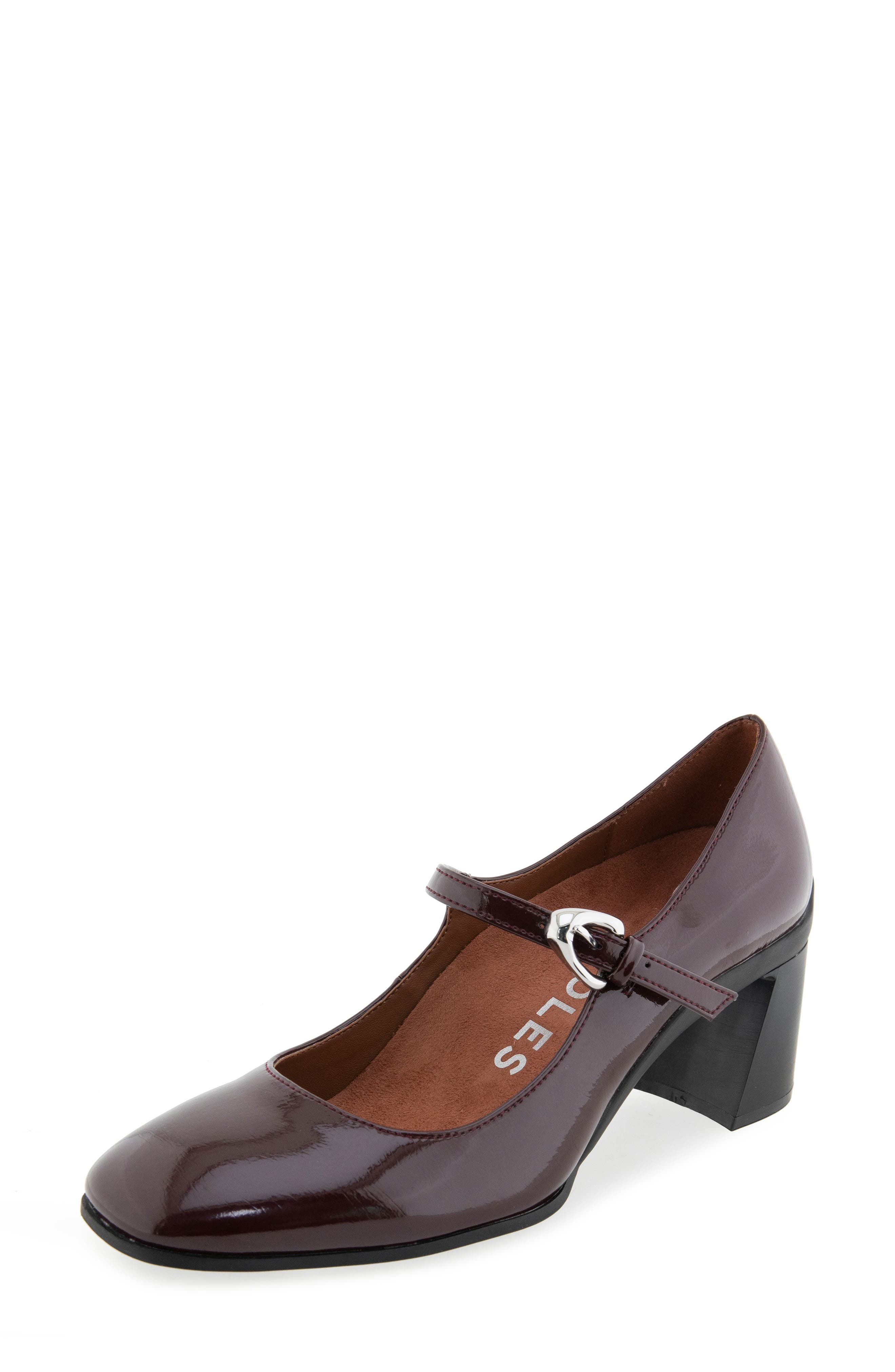 Cali Mary Jane Pump, Alternate, color, MERLOT CRINKLE FAUX LEATHER