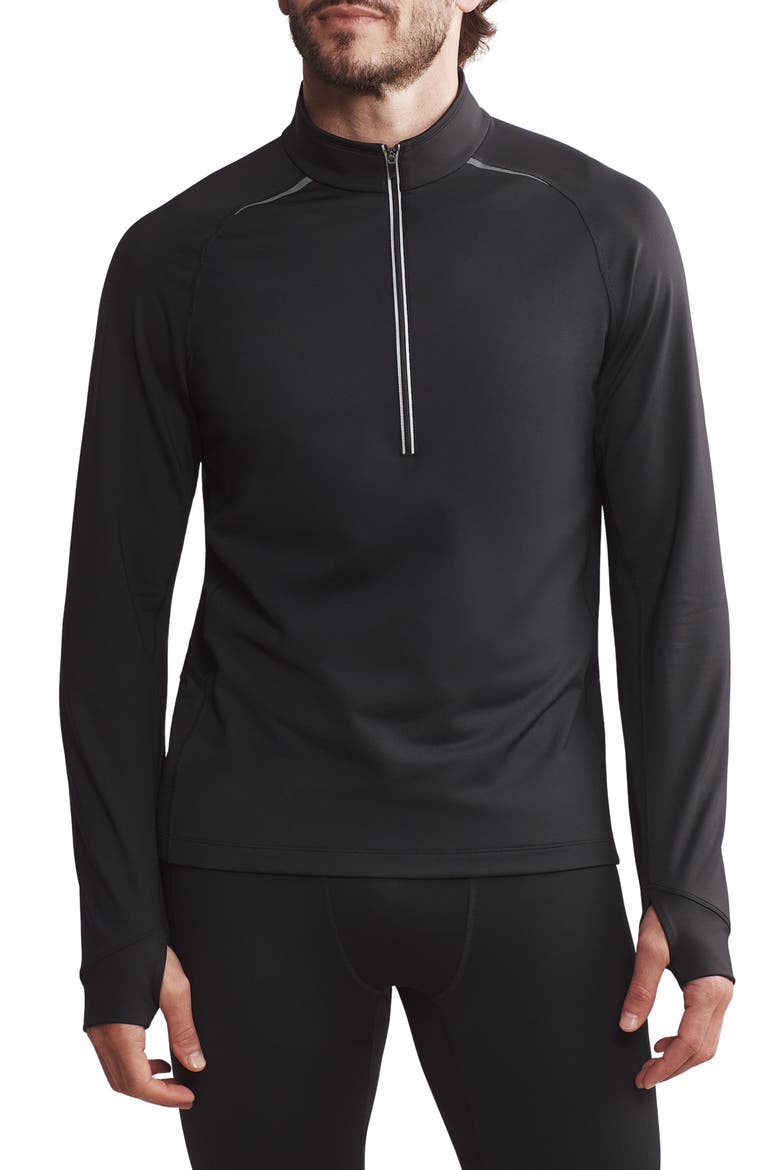 Thermal Run 1/2 Zip Pullover, Main, color, BLACK