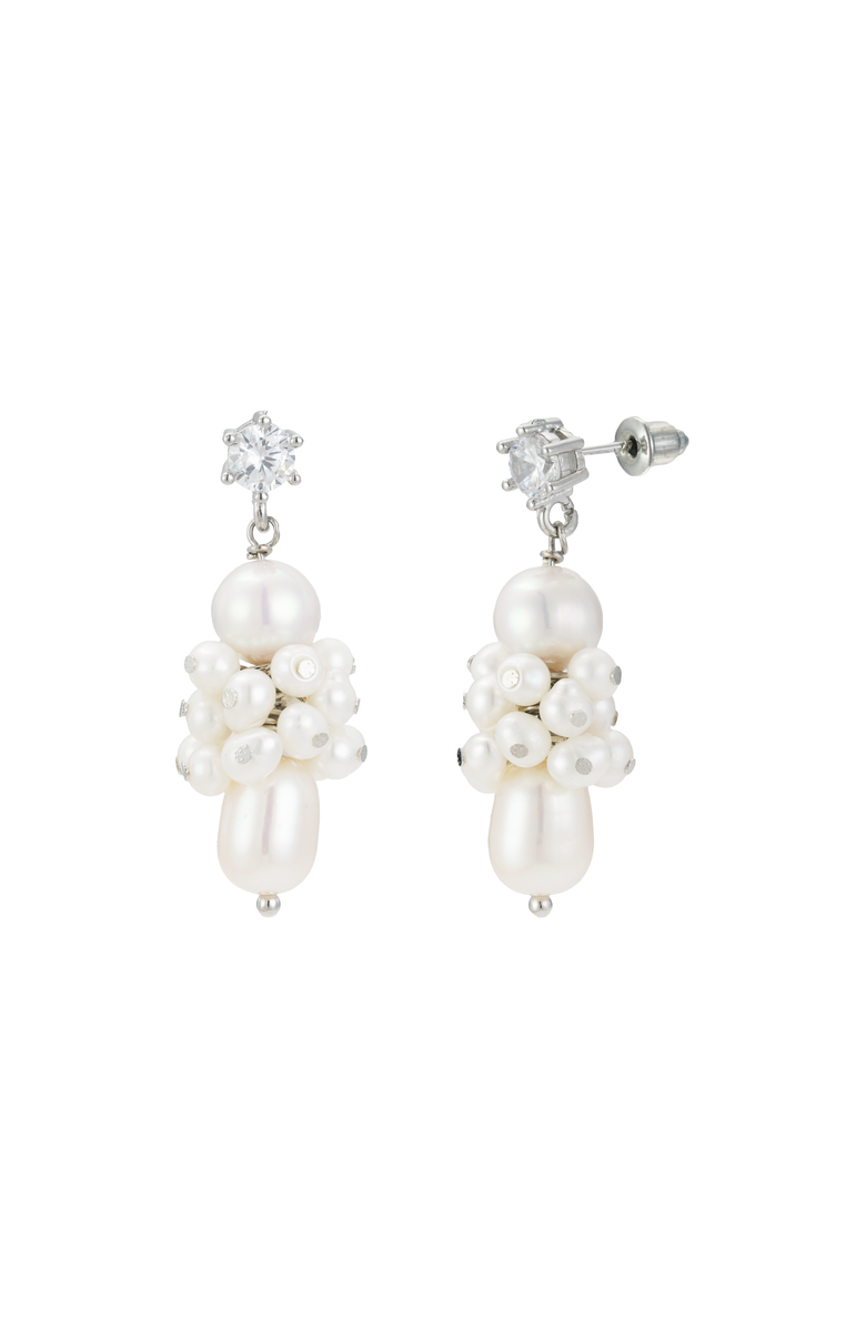 Untamed Petals Sydney Pearl Drop Earrings, Main, color, Silver