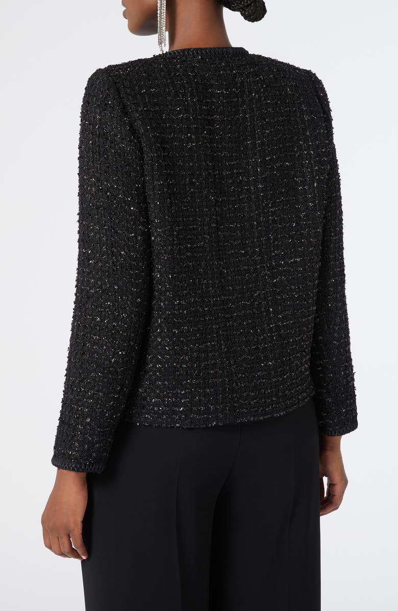 Marina Rinaldi Fungo Metallic Tweed Jacket, Alternate, color, Black