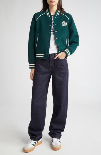 Crest Detail Wool & Cashmere Varsity Jacket