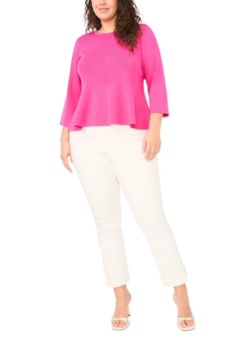 Rib Peplum Sweater, Alternate, color, ROSE VIOLET