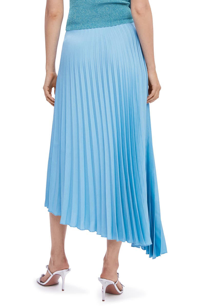 MANGO Pleated Asymmetric Hem Satin Skirt, Alternate, color, 